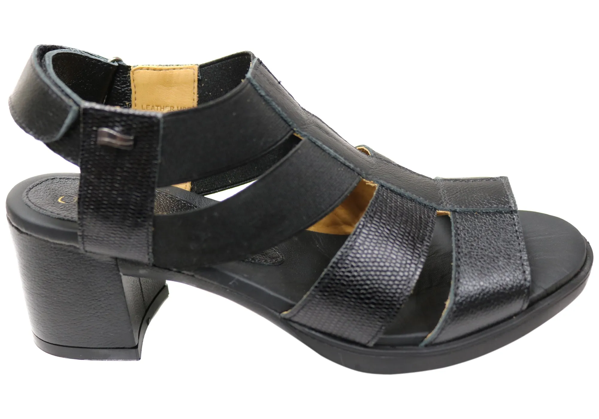 Opananken Chantel Womens Comfortable Leather Mid Heel Sandals Daily Relax