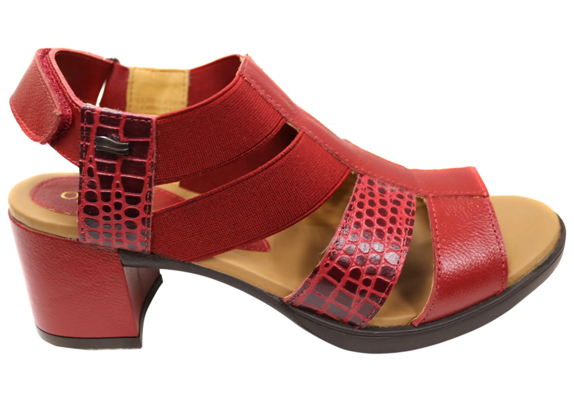 Abrasion resistant Ankle Soft Opananken Chantel Womens Comfortable Leather Mid Heel Sandals