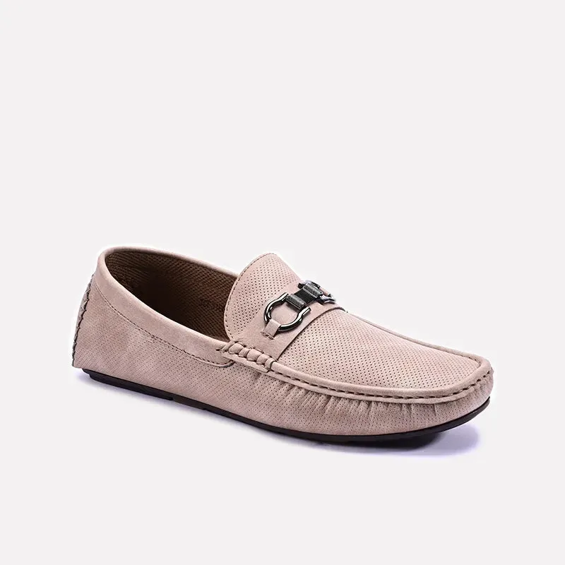 Khaki Perforated Horsebit Loafers 0130947 spring fresh
