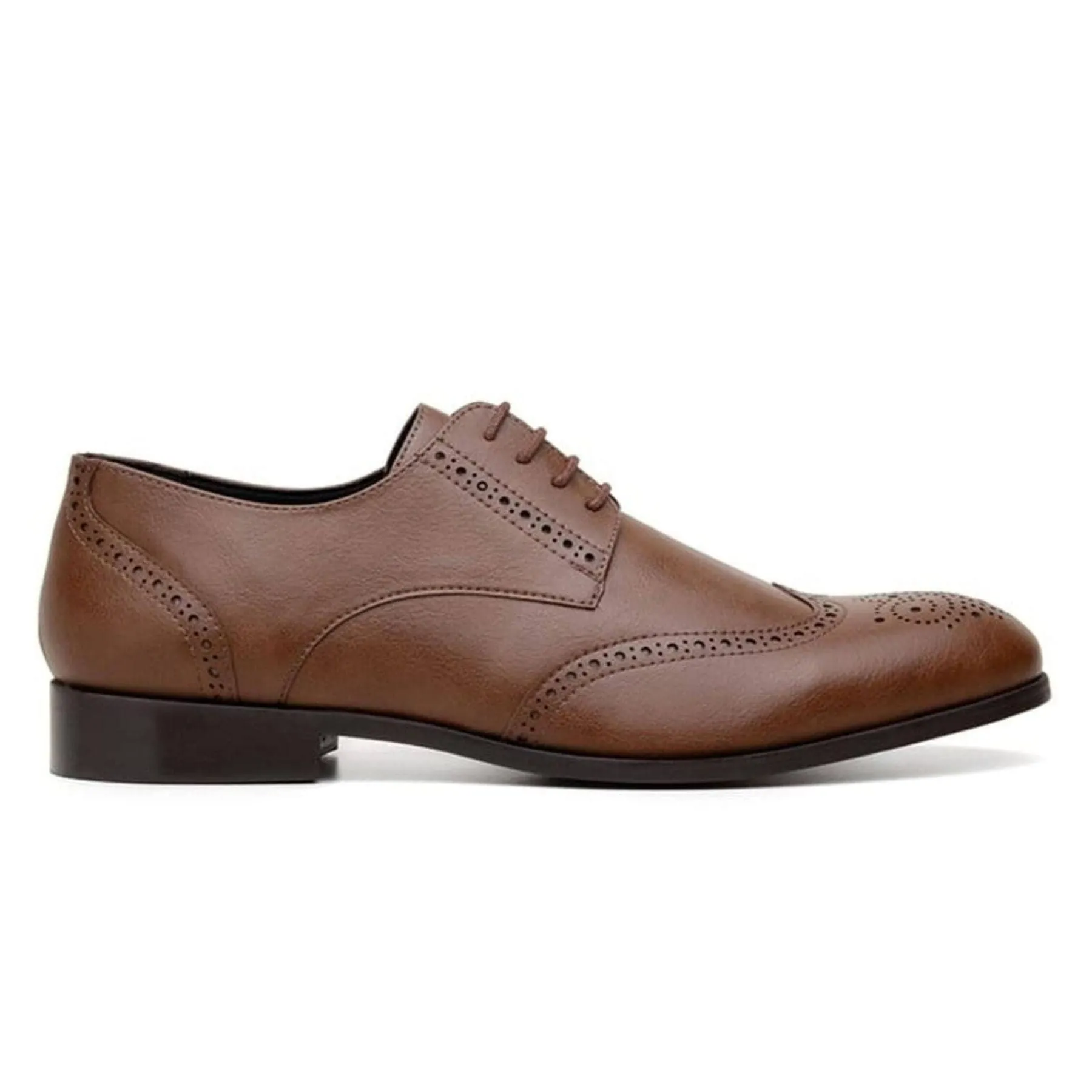 Comfort Enhancement 'Elias' men's vegan wingtip shoe by Ahimsa - cognac