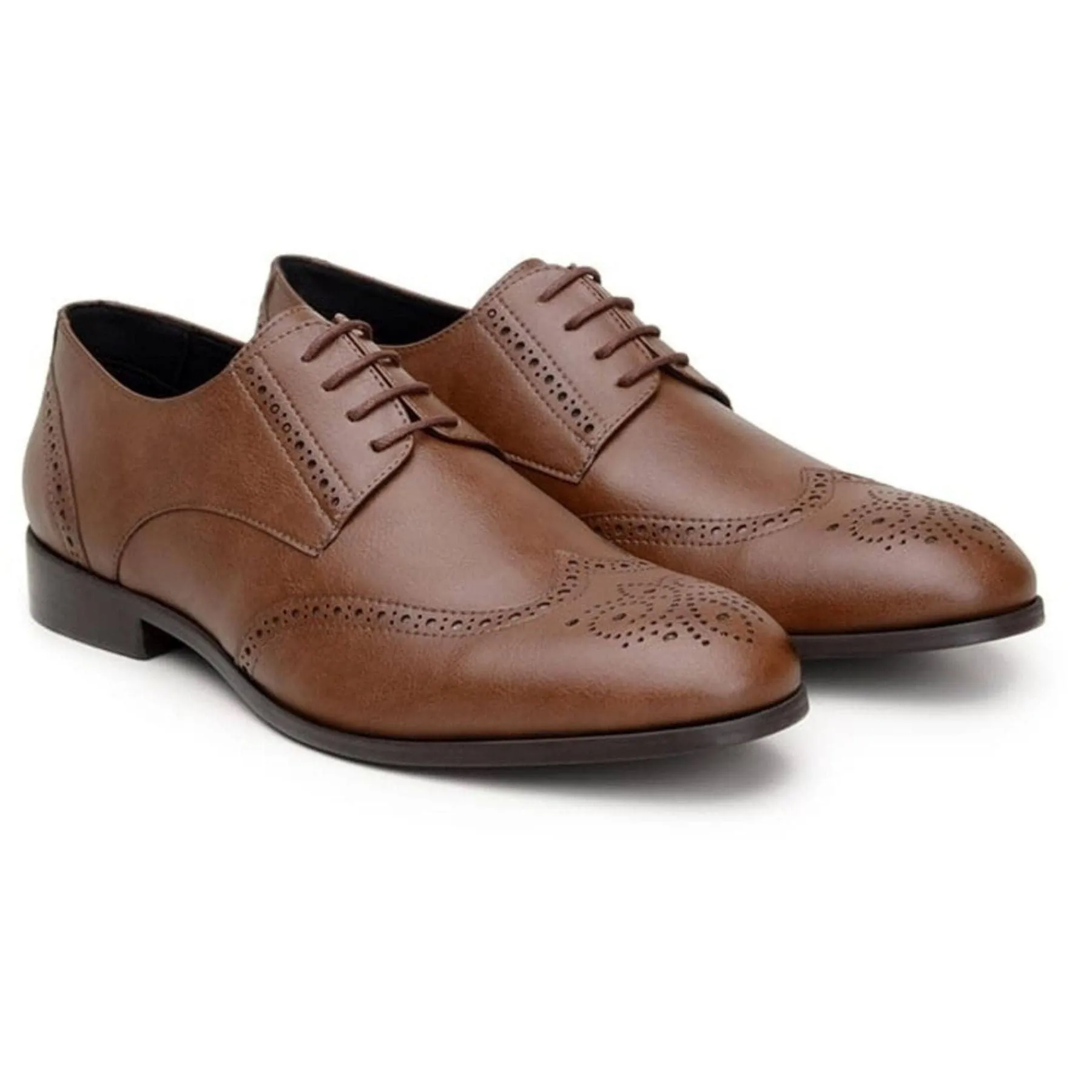 Kids Play Smooth ride 'Elias' men's vegan wingtip shoe by Ahimsa - cognac