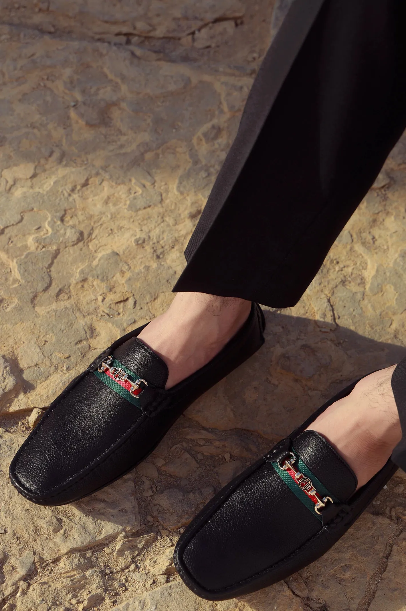Black Casual Moccassins Shoes Natural Support