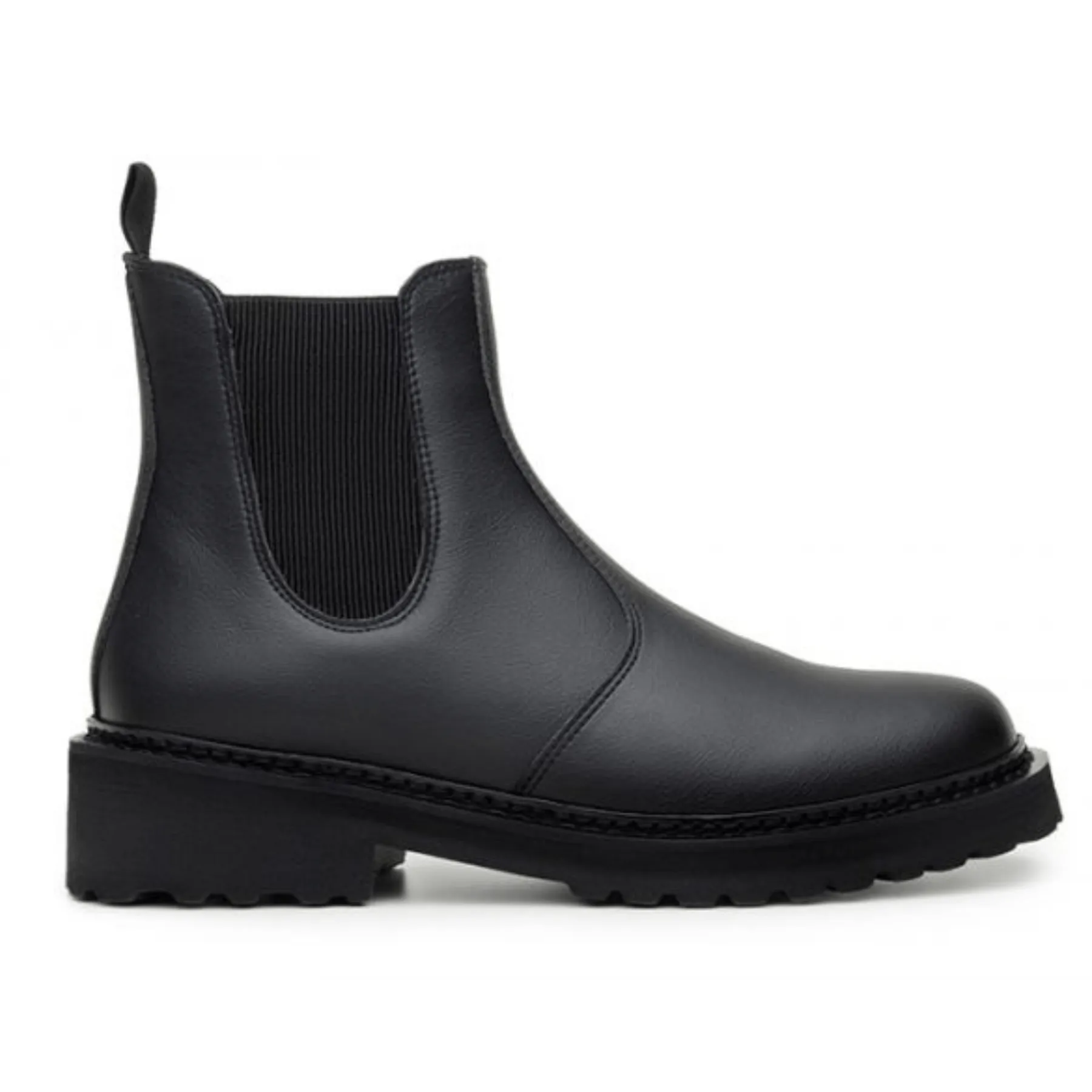 Flexible Frame Weather Resistant User 'Everyday Chelsea' unisex vegan chelsea boot with chunky sole by Ahimsa - black