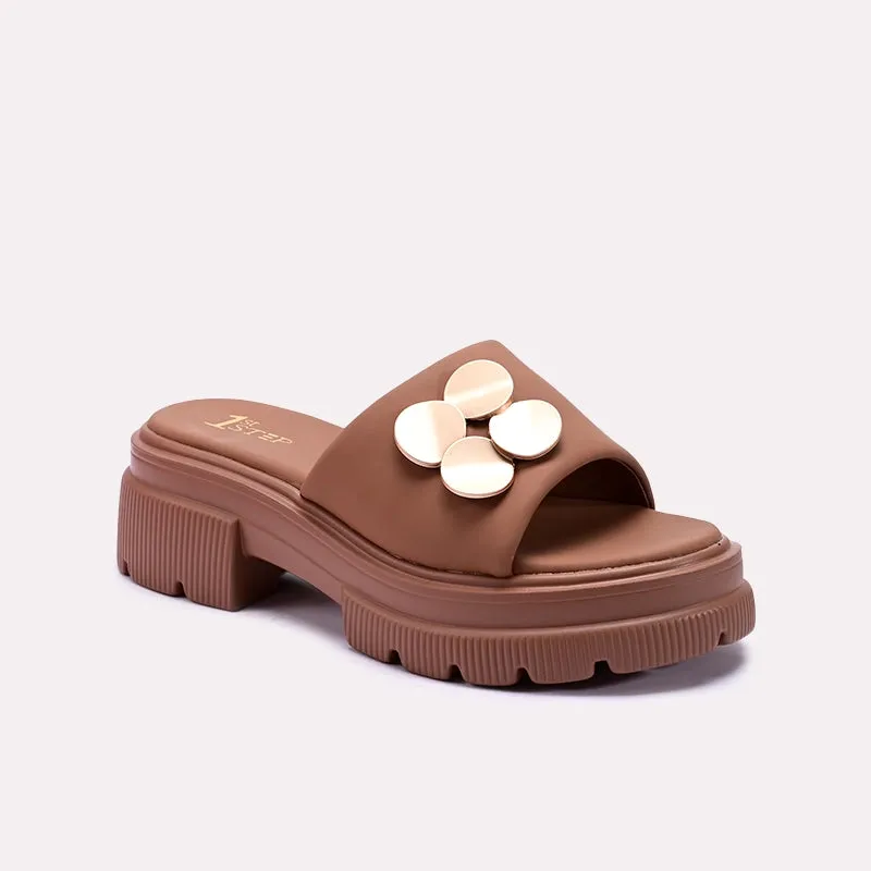 Brown Chunky Casual Slippers 0413198 Soft Leather