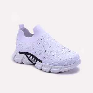 White Slip On Sneakers For Women 0440843 Easy to Wear Padded Ankle Support