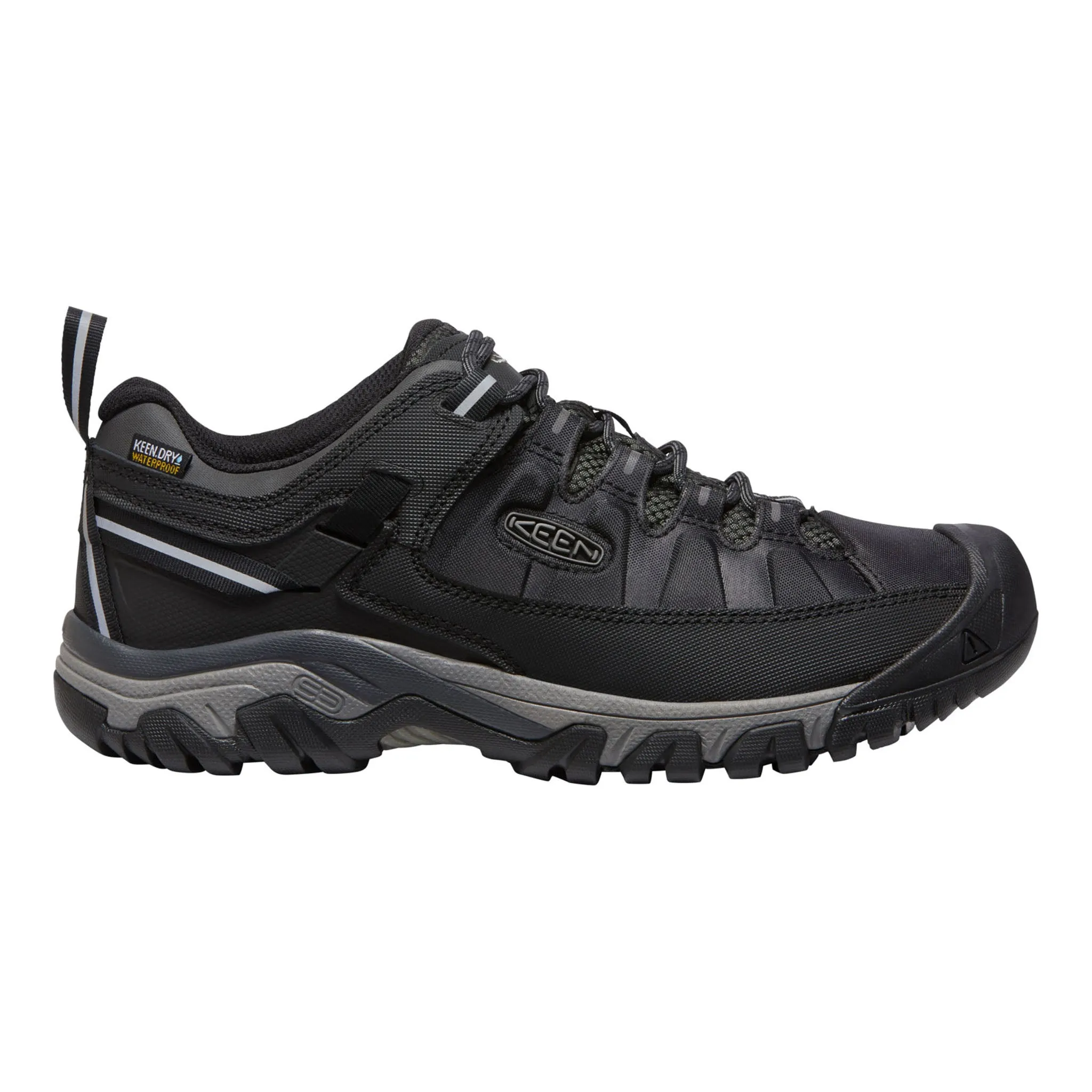 Men's Targhee Exp Waterproof Shoe Black/Steel Grey Pose Ready
