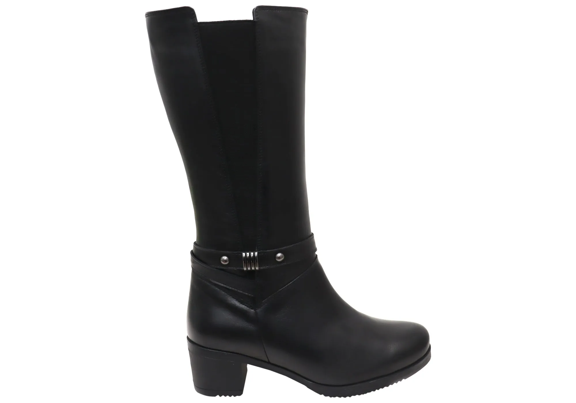 Mud Defense Orizonte Ballara Womens European Comfortable Leather Mid Calf Boots