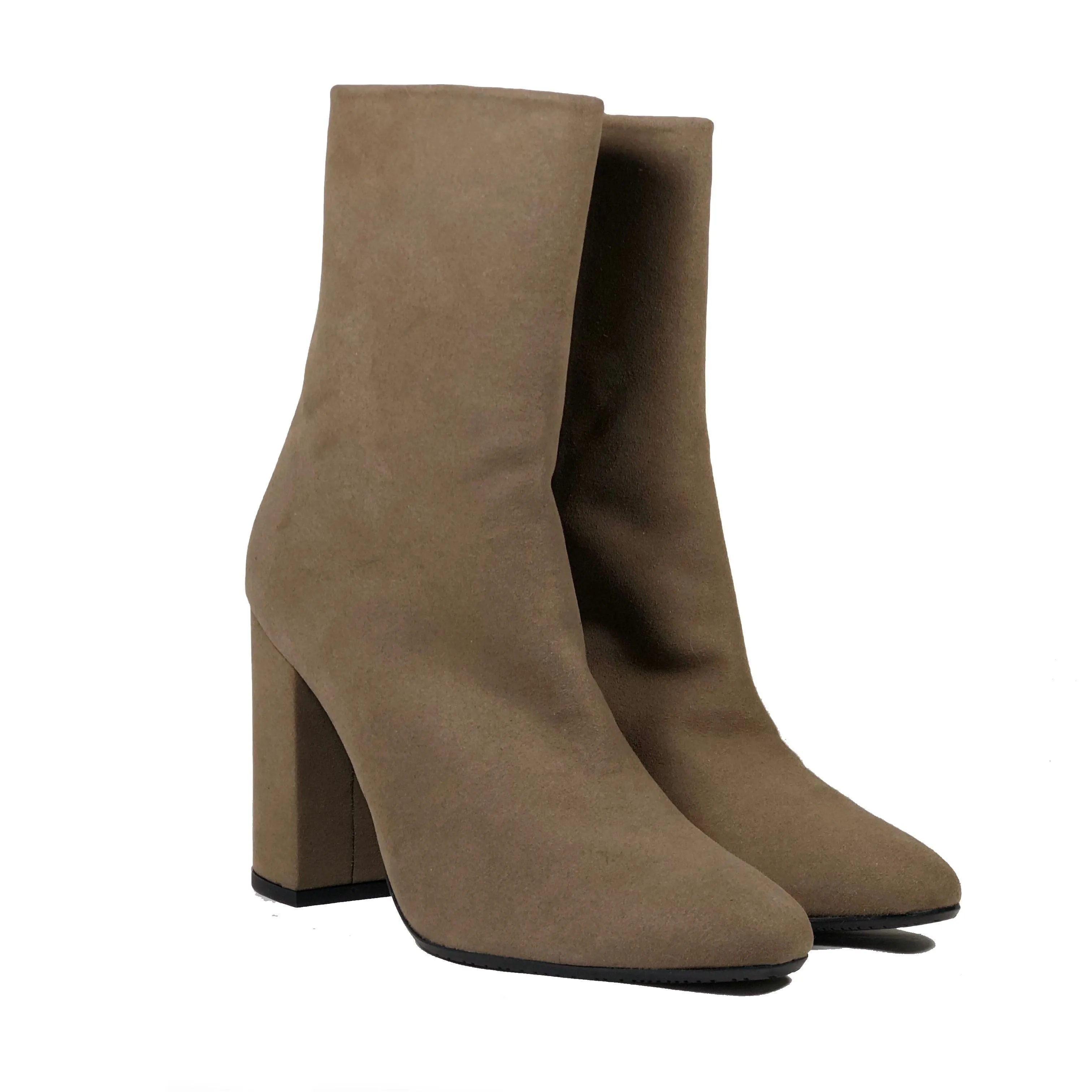 'Lisa' vegan-suede high-heel bootie by Zette Shoes - taupe Durable Shell Outdoor Trek Rugged Built Morning Walk