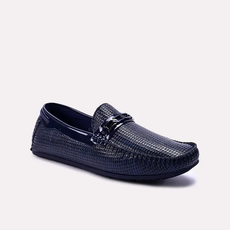 Comfort Straps Abrasion resistant Halston Blue Textured Loafers 0130871