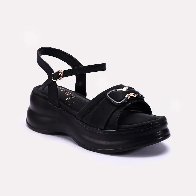 Black Casual Platform Sandals 0421500 Everyday Versatile Footwear