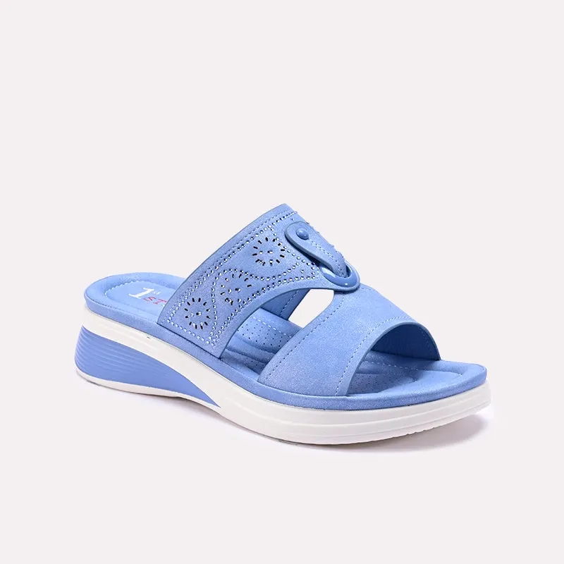 Blue Comfy Casual Slippers 0412260 Wide Base