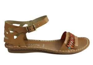 Andacco Seattle Womens Comfortable Flat Leather Sandals Made In Brazil Daily Wear Shoes All-Purpose Comfort