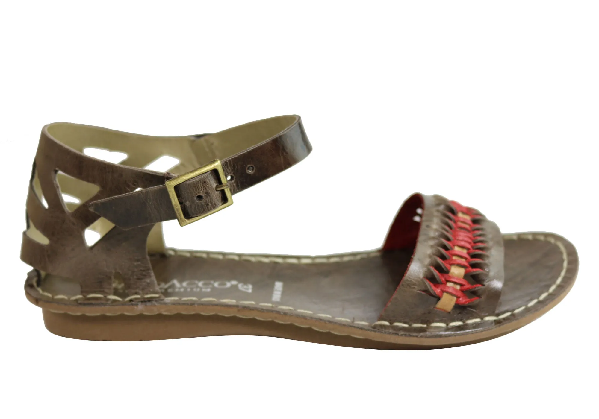 Andacco Seattle Womens Comfortable Flat Leather Sandals Made In Brazil Comfort Path City Ready