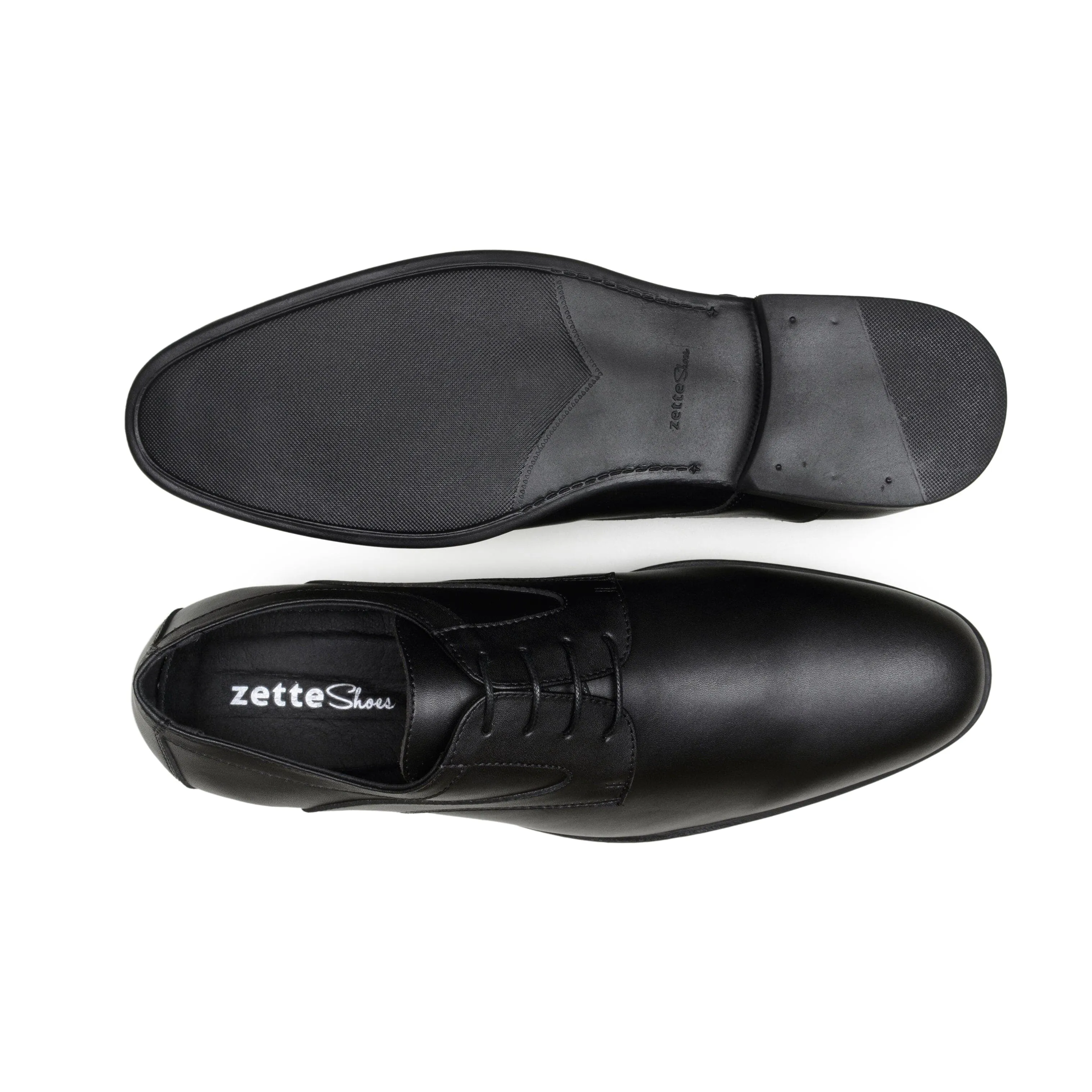 Comfortable Wear Office Smart 'Justin' vegan-leather black vegan men's derby by Zette Shoes - black