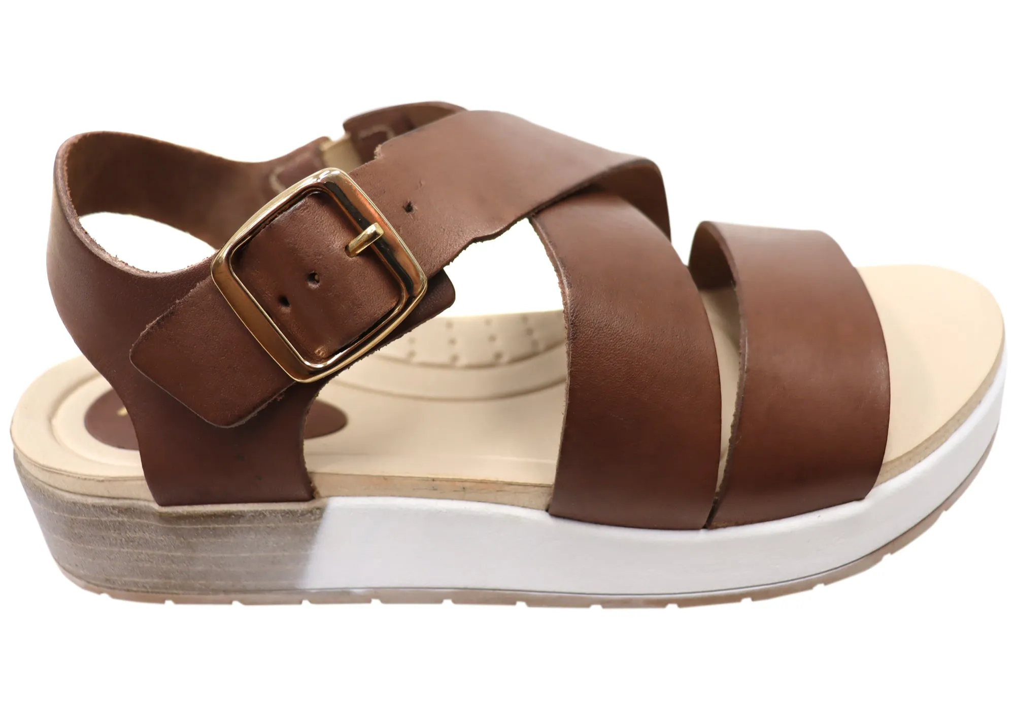 Simple Footwear Pegada Robbina Womens Comfortable Leather Sandals Made In Brazil