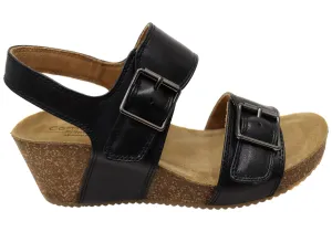 Comfortiva Erlina Womens Comfort Footbed Wide Leather Wedge Sandals Daily Walk