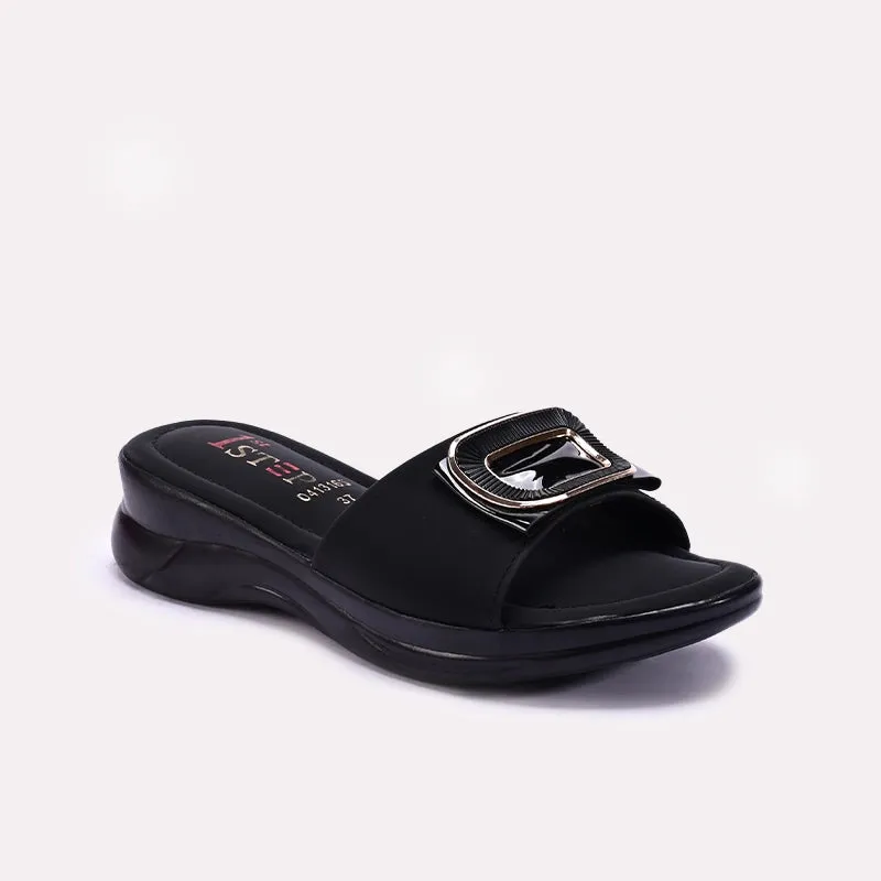 Black Comfy Casual Slippers 0413165 Elastic laces