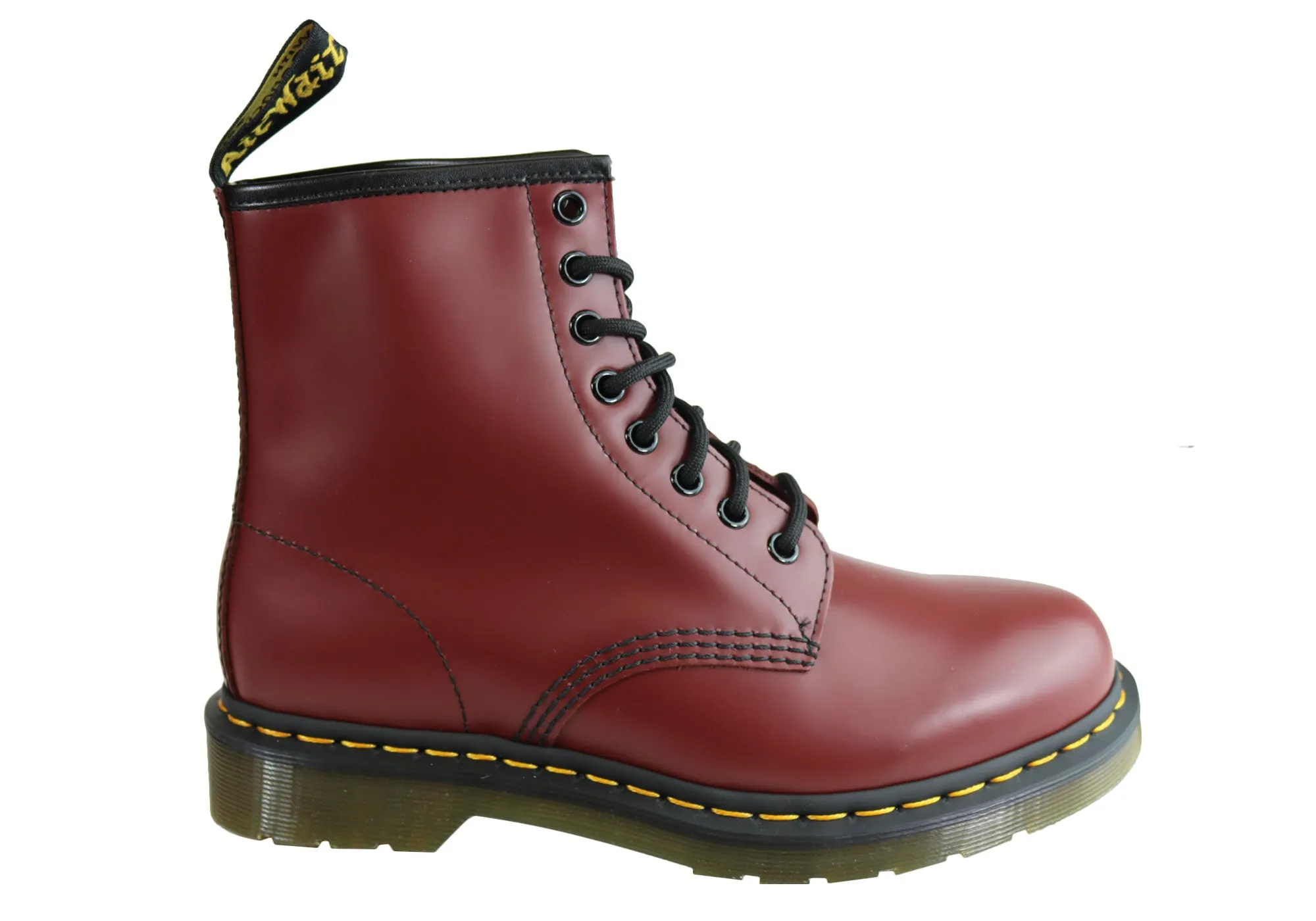Dr Martens 1460 Cherry Smooth Unisex Leather Lace Up Fashion Boots Mud Resistant All Day Wear High Traction