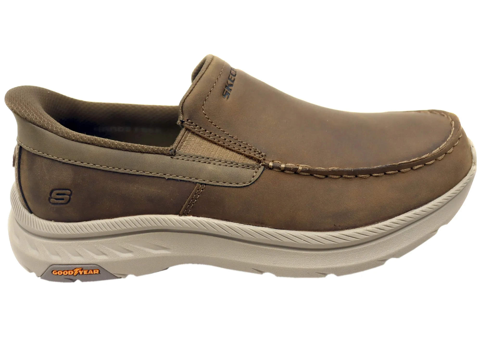 Skechers Mens Slip Ins Pollard Osgood Extra Wide Fit Leather Shoes Comfortable ankle support