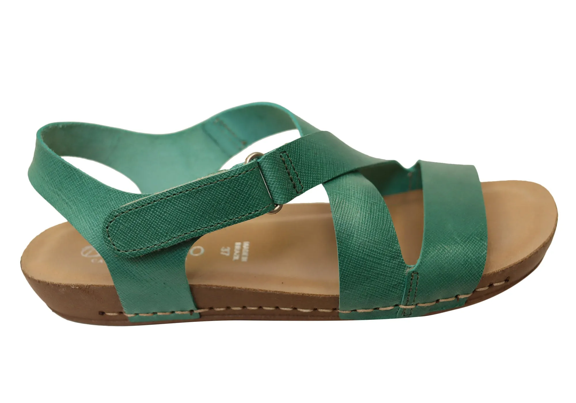 Green Fresh Andacco Vache Womens Comfortable Leather Sandals Made In Brazil