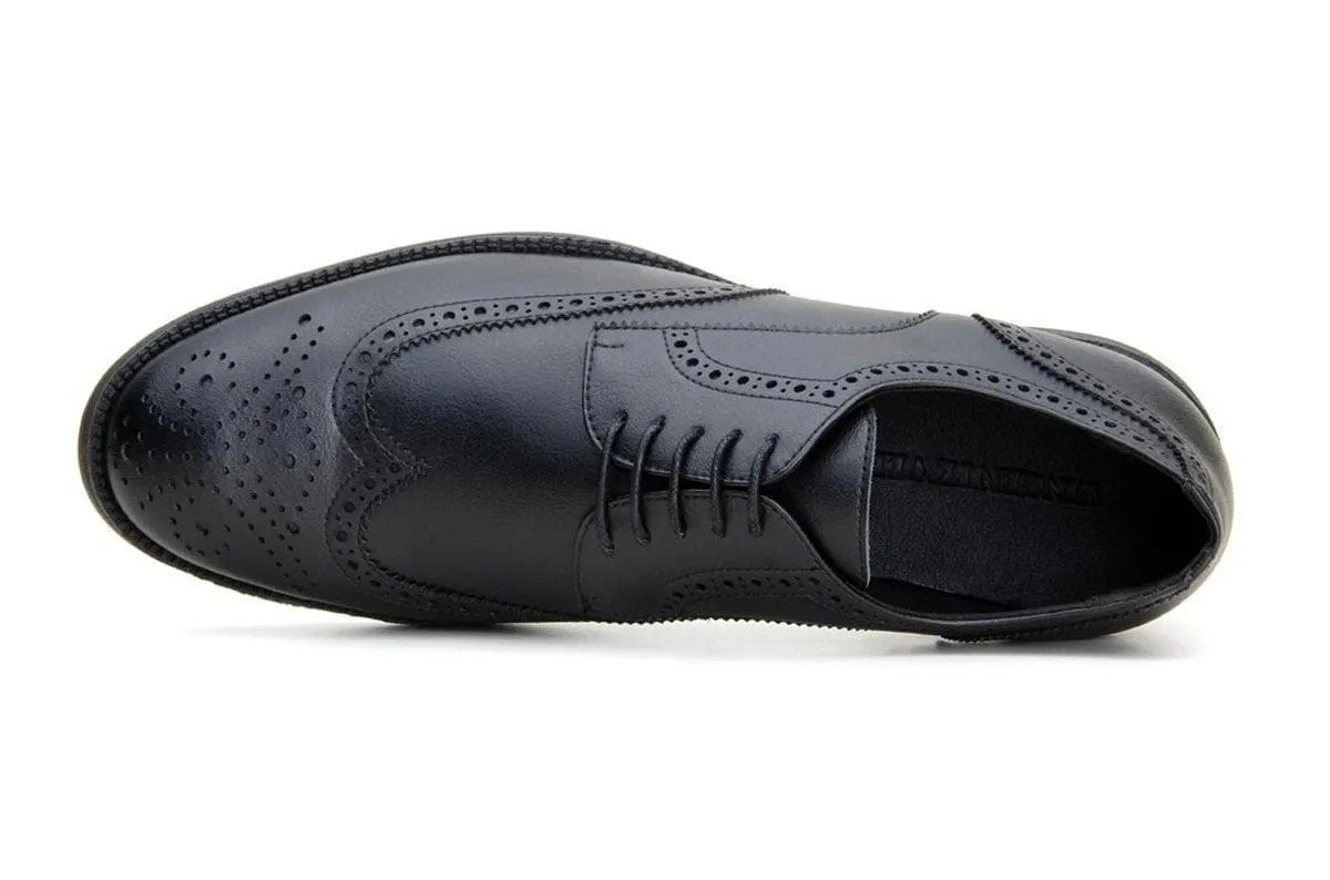 'Viterbo' classic wing-tip vegan leather by Vincente Verde -  black Arch Support Wellness Seekers