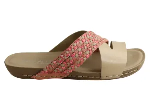 Soft Step Andacco Monica Womens Brazilian Comfortable Leather Slides Sandals