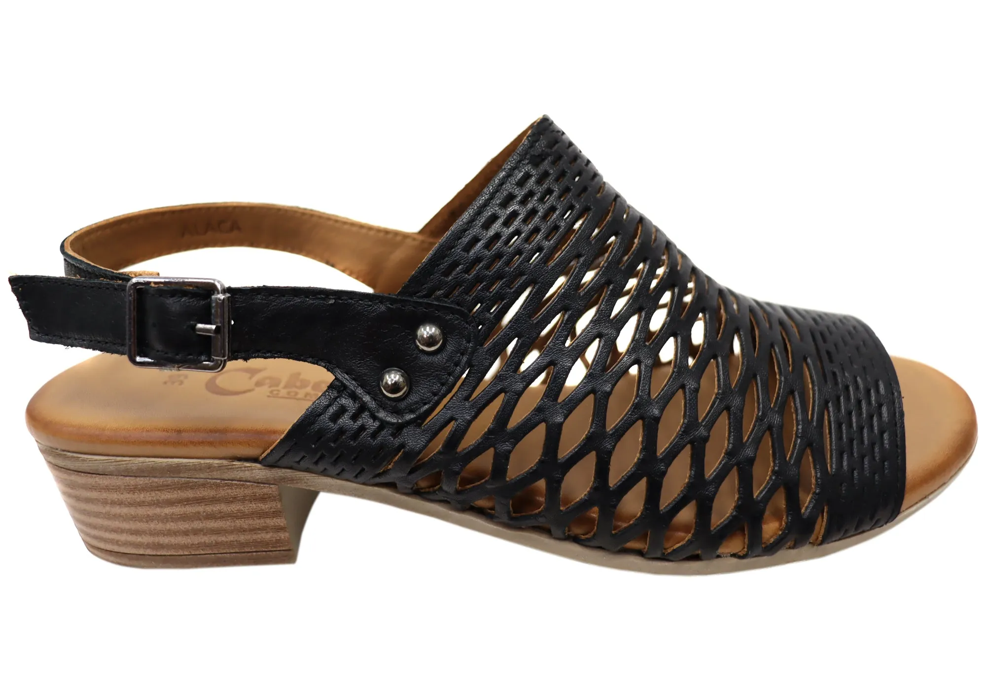 Cabello Comfort Alaca Womens Comfortable European Leather Sandals Contoured Footbed Chic Look