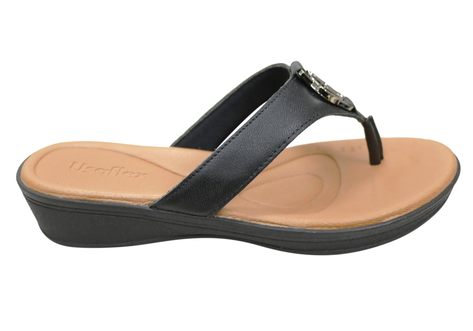 Usaflex Dorina Womens Comfort Leather Thongs Sandals Made In Brazil Freedom Move
