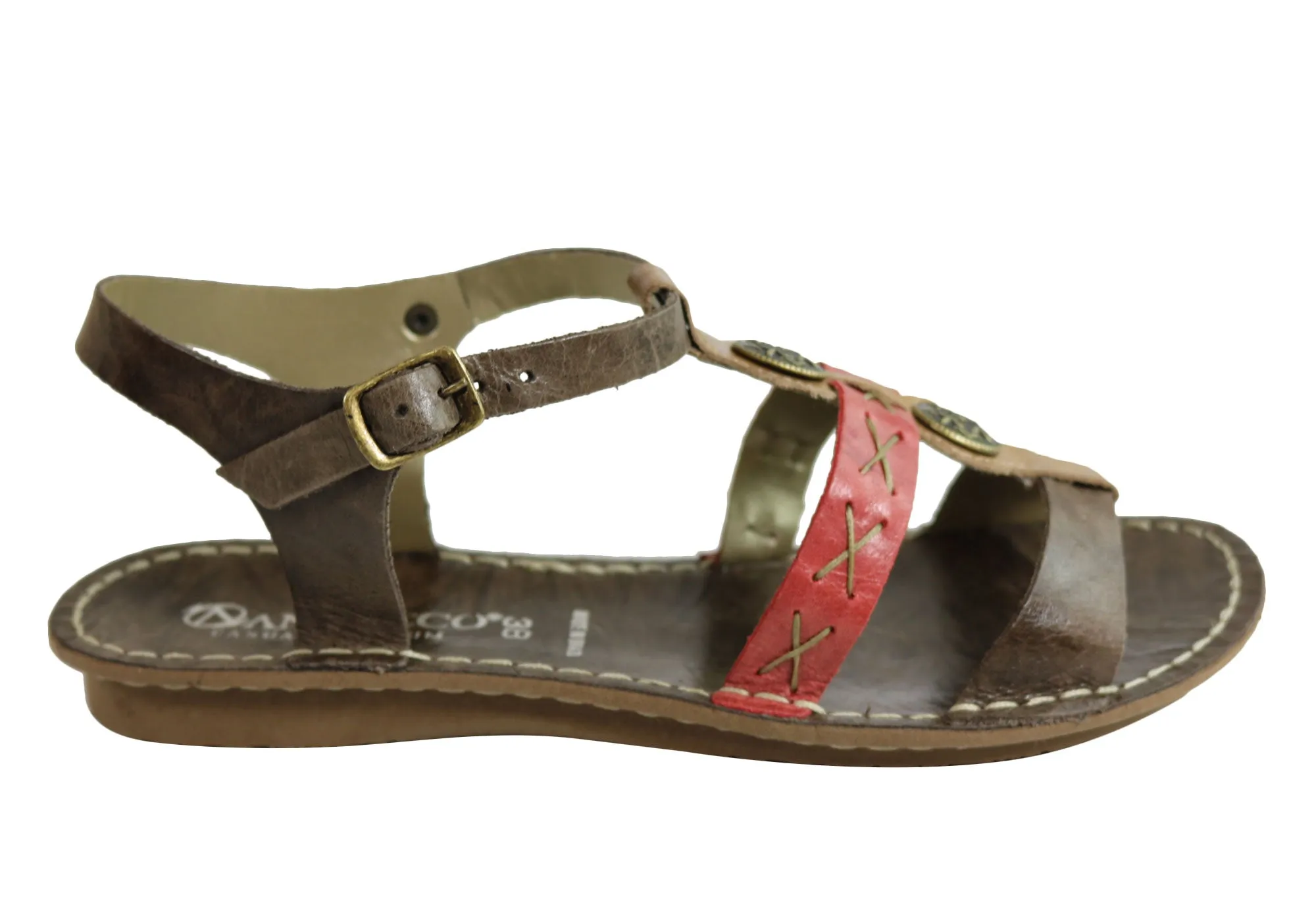 Comfortable Travel Footwear Chic Simplicity Andacco Madisson Womens Comfort Flat Leather Sandals Made In Brazil