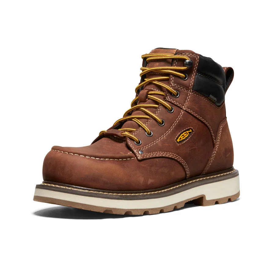 Low Profile Windy Weather Men's Cincinnati 6" Waterproof 90?? Heel Boot (Carbon Toe)  |  Tuscan Red/Sandshell