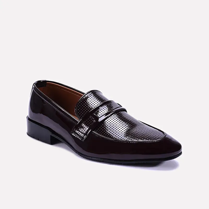 Fine Detail Harrington Maroon Perforated Dress Shoes 0111151
