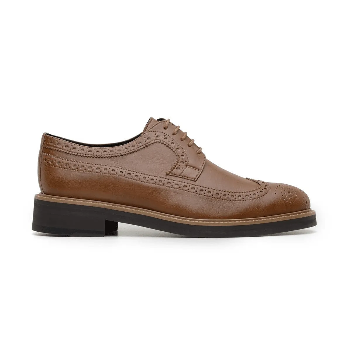 City Pace Baby Soft 'Longwing' classic brogue in high-quality vegan leather by Brave Gentleman - tan