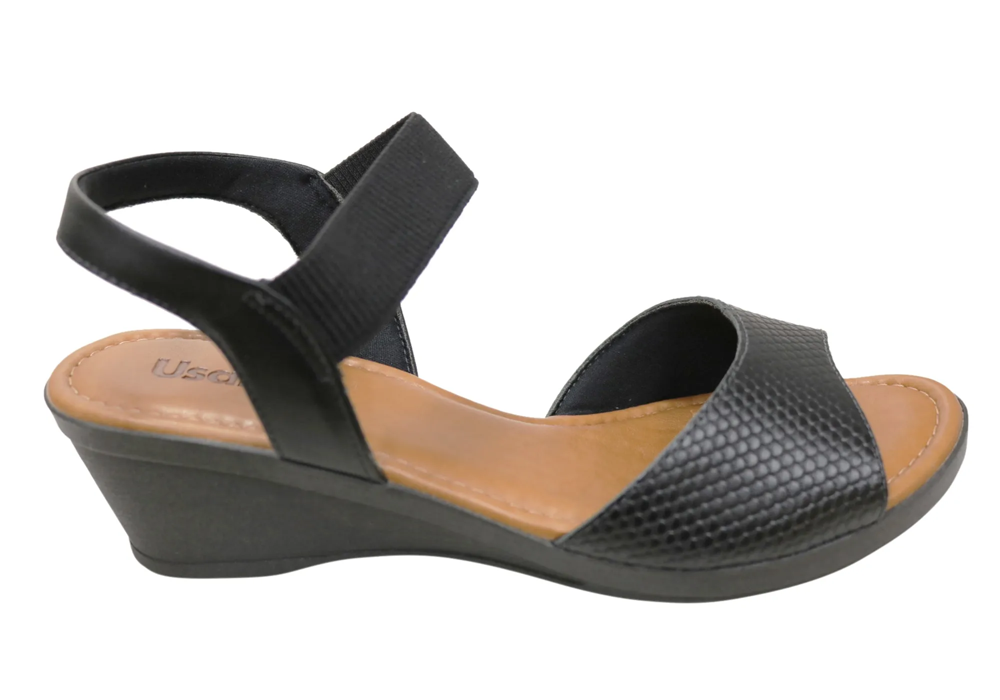 Shell Trim Usaflex Adira Womens Comfortable Leather Sandals Made In Brazil