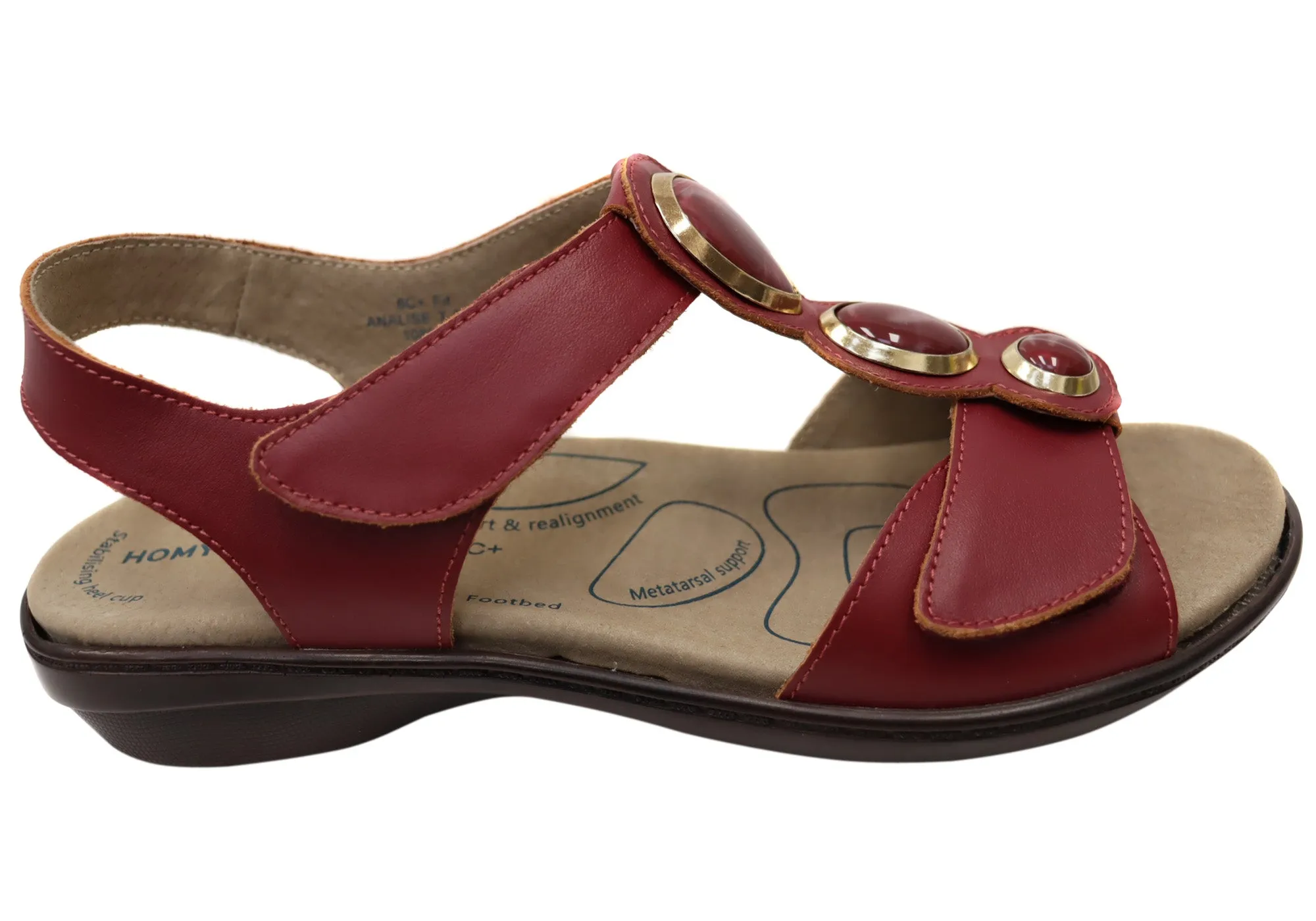 Homyped Womens Analise T Bar Comfortable Leather Sandals Outdoor Comfort Shoes Chic Vibe
