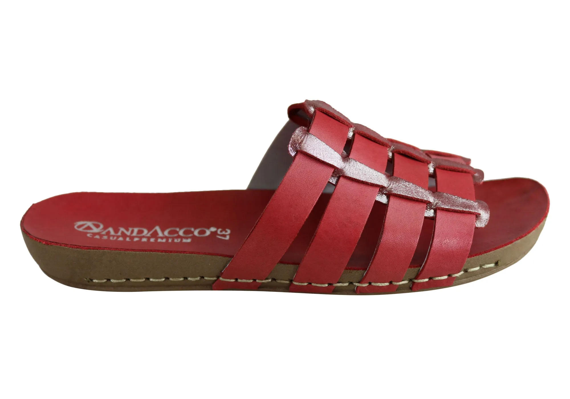 Breathable Walking Cafe Stop Andacco Sorrento Womens Comfort Leather Slide Sandals Made In Brazil