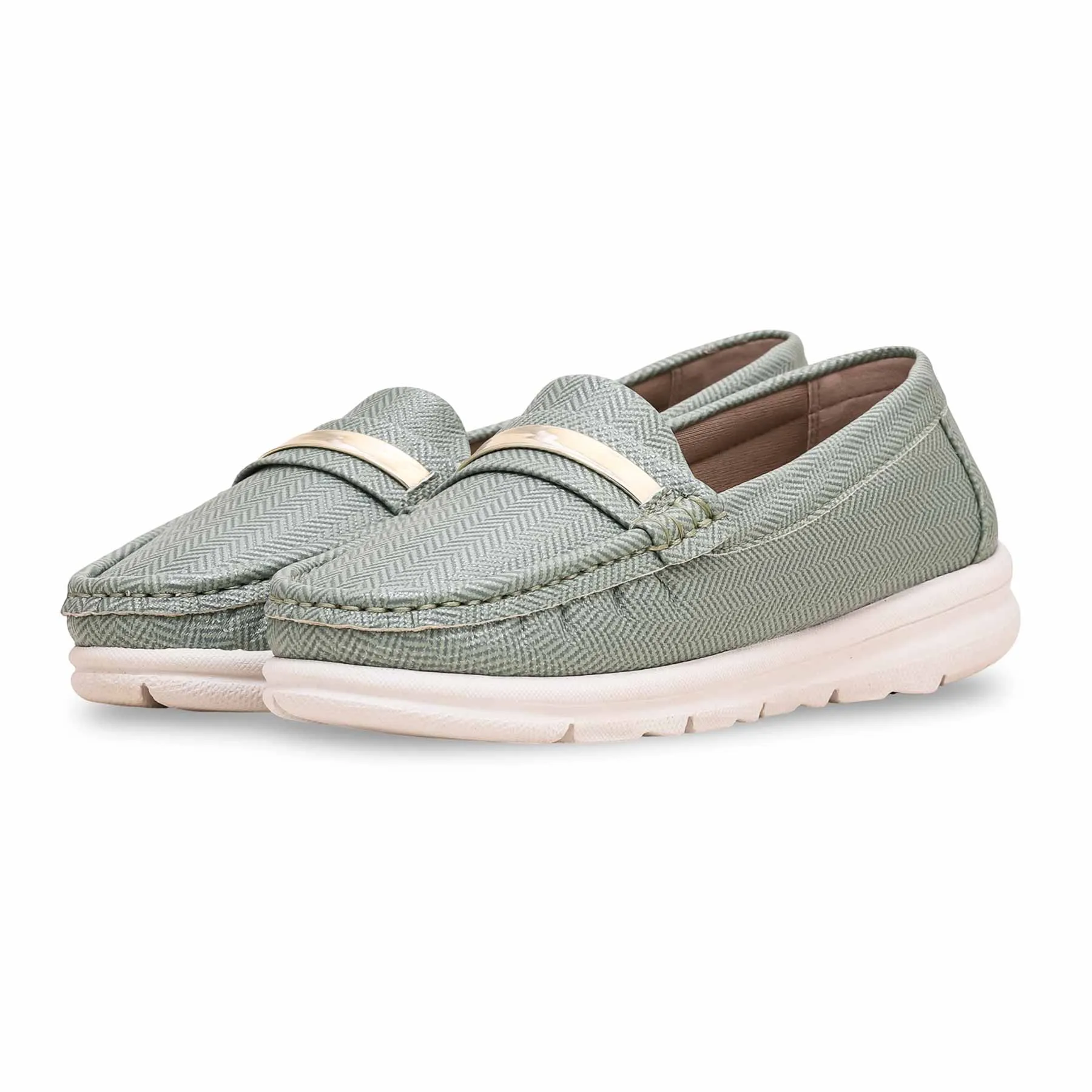 Stylish Upper Smart Pair Green Moccasin WN4348