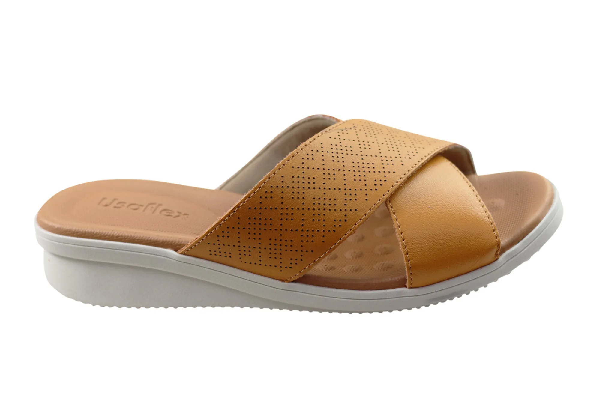 Usaflex Ginni Womens Comfort Leather Slides Sandals Made In Brazil Net Air Gladiator Style