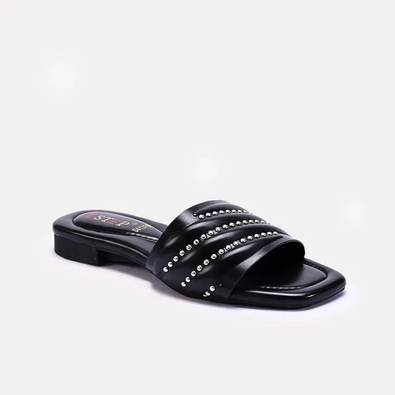 Flexible Function Slip Off Black Casual Flat Slippers 0413185
