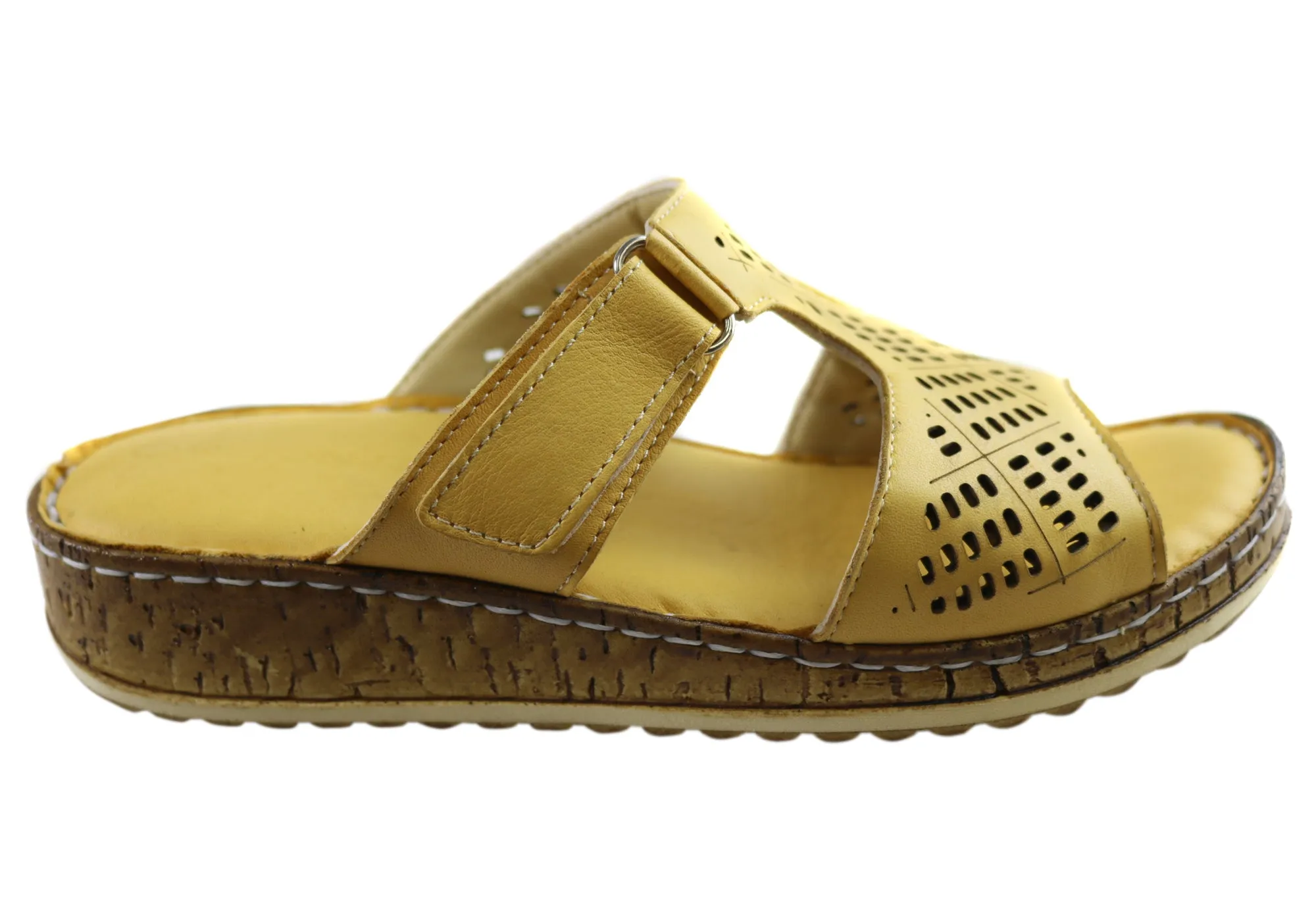 Breathable Footwear Ombre Fade Orizonte Saffron Womens European Comfortable Leather Slides Sandals