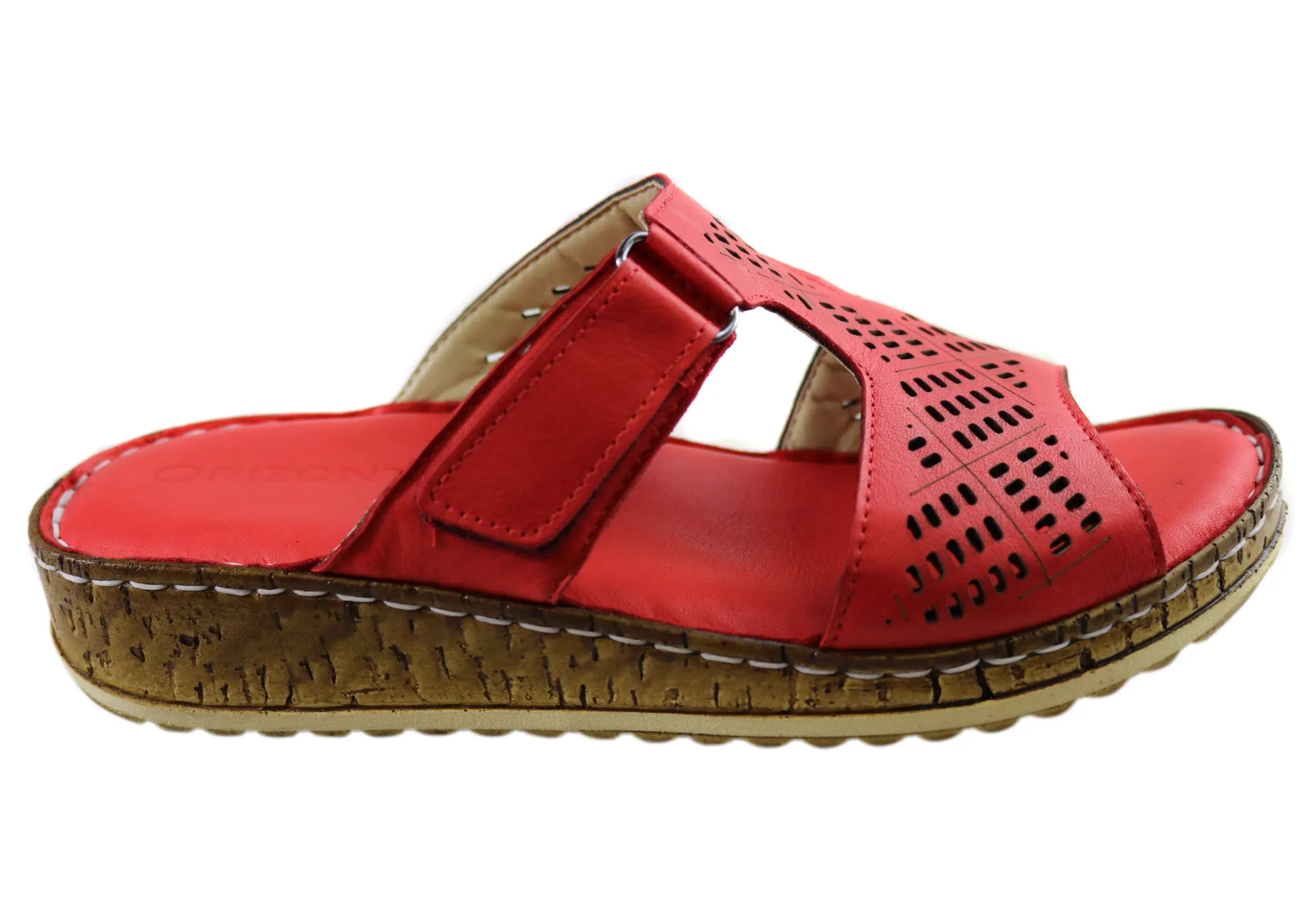 Outdoor shoes Orizonte Saffron Womens European Comfortable Leather Slides Sandals