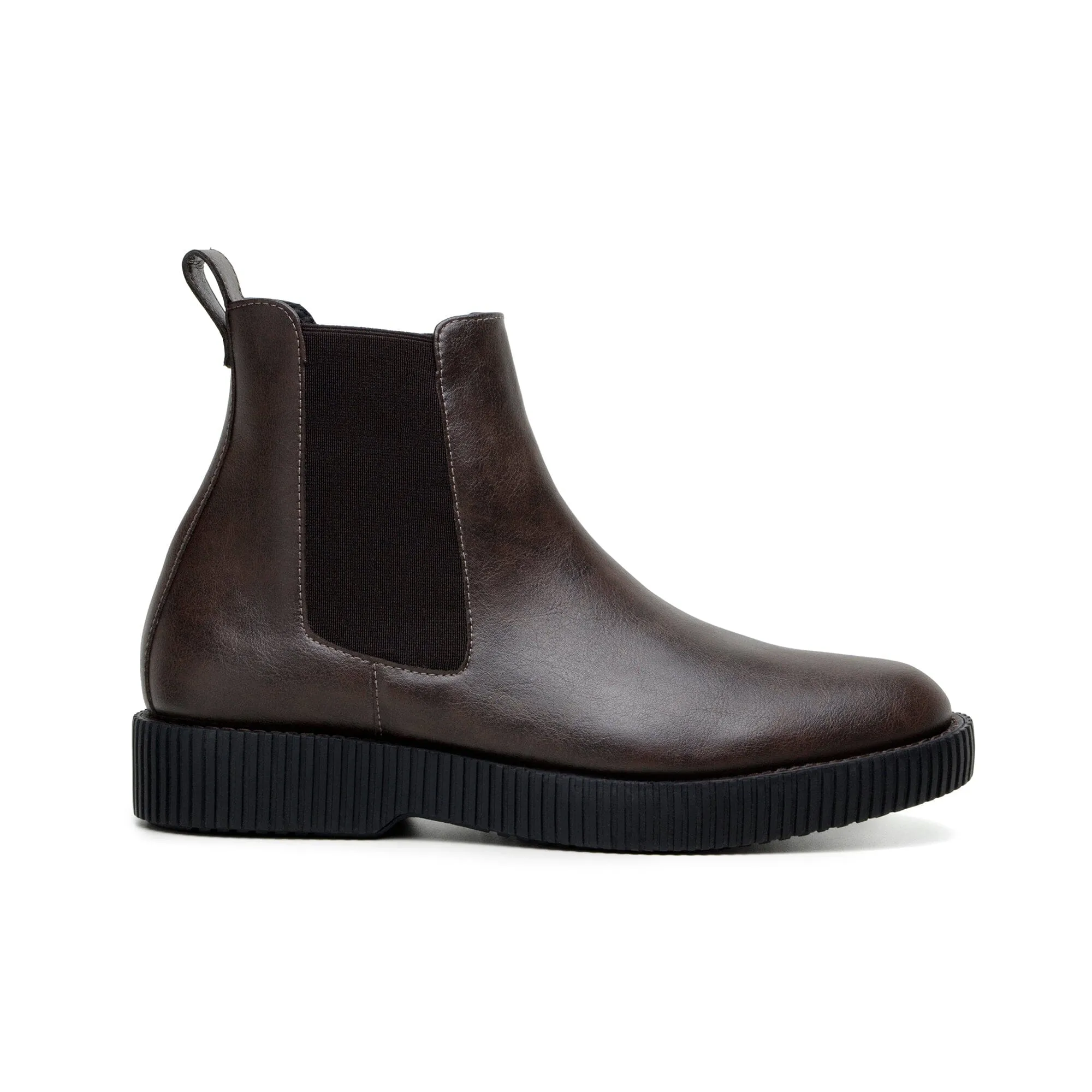 Waterproof Travel Light Cosmic Glow 'Rafael' men's creeper sole chelsea boot in vegan leather by Zette Shoes - espresso