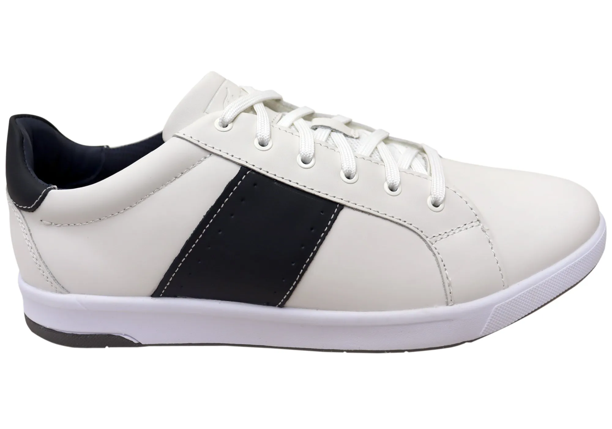 Foot Motion Florsheim Mens Leather EE Extra Wide Crossover 2 Lace To Toe Sneakers