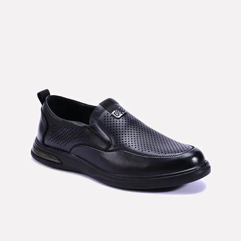 Callum Black Perforated Slip On Casual Shoes 0160469 Subtle Vibe