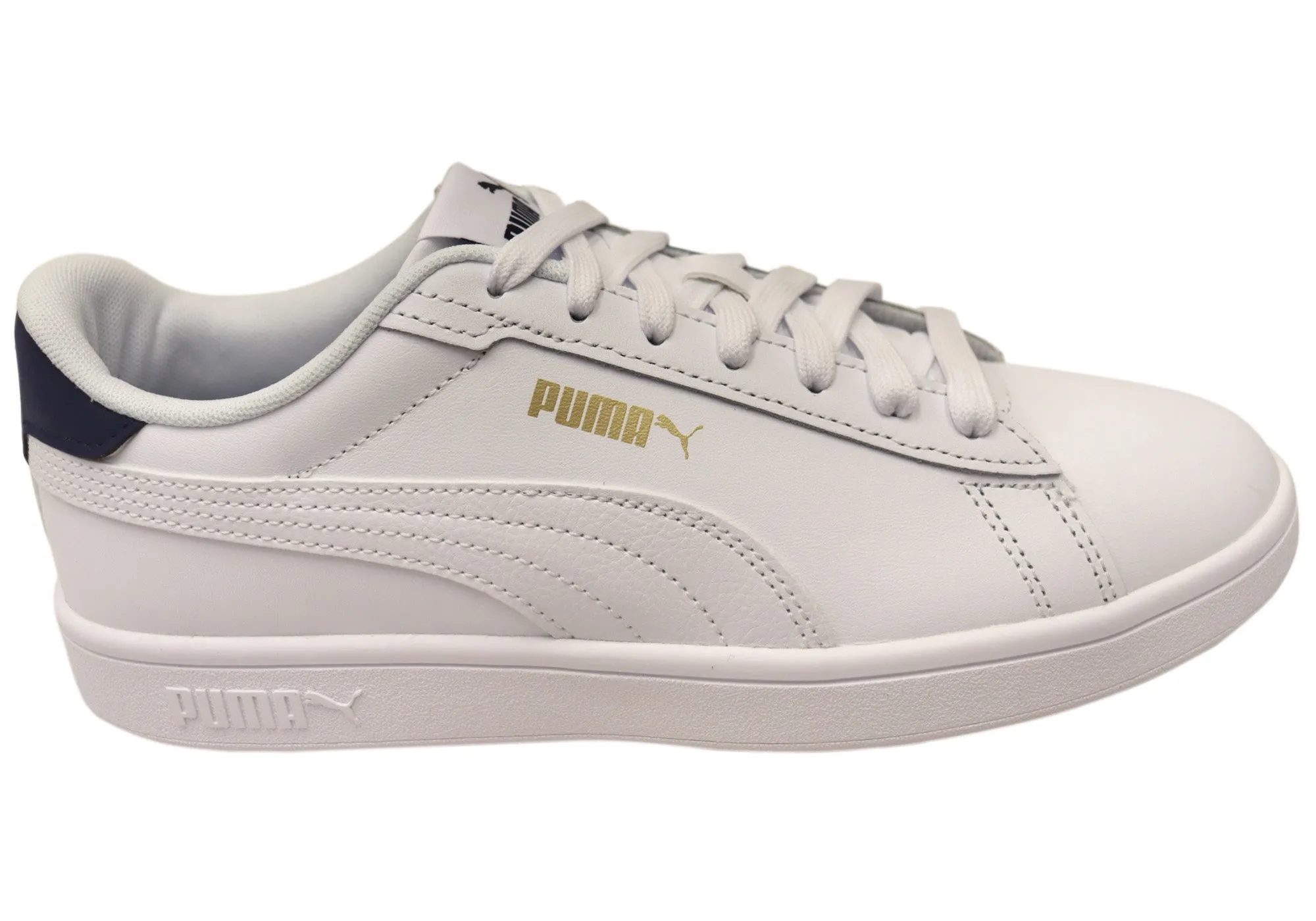 Warm Feet Puma Mens Smash 3.0 L Comfortable White Lace Up Sneakers
