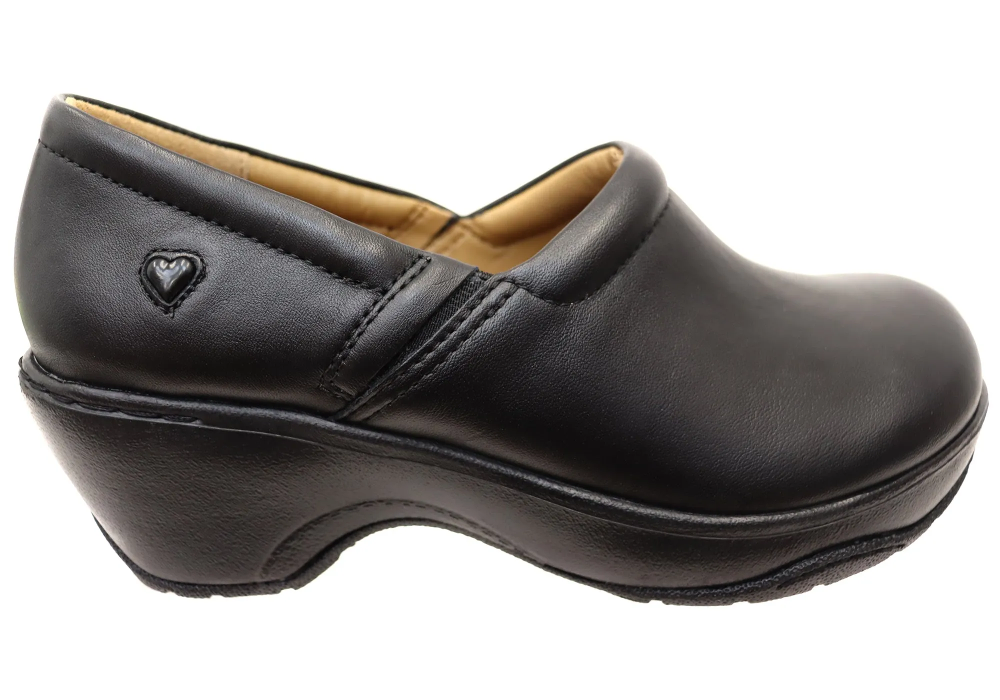 London Cool Nurse Mates Bryar Womens Comfortable Leather Wide Fit Slip On Shoes