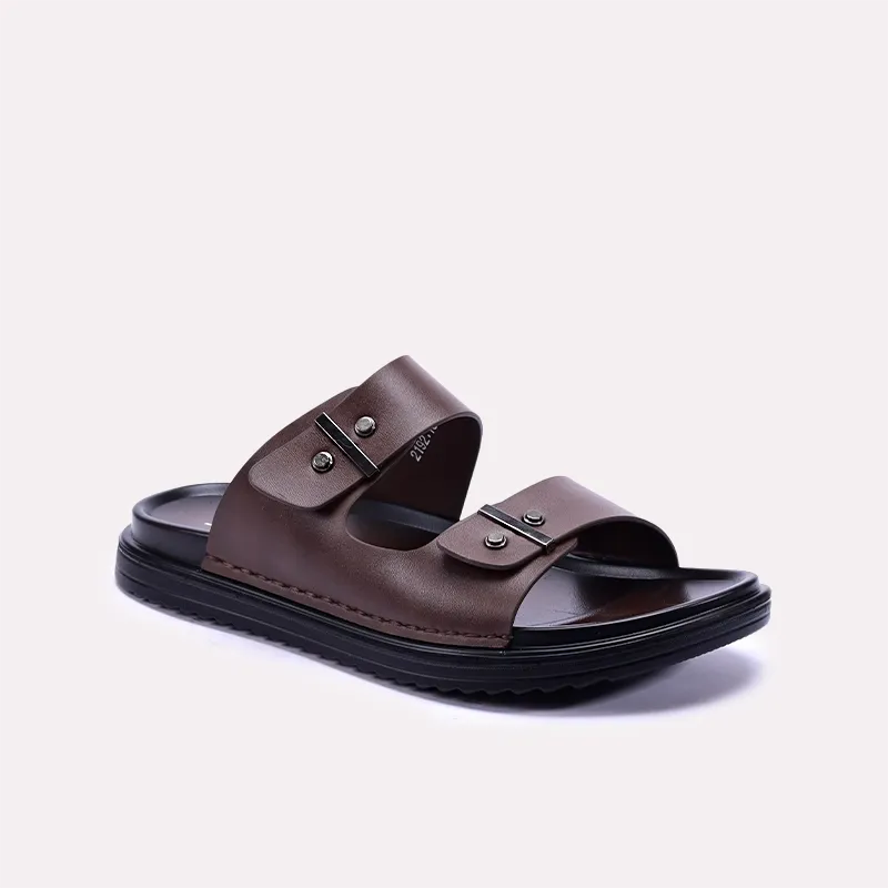 Zip Up Design Casual Slipper Brown 0150916