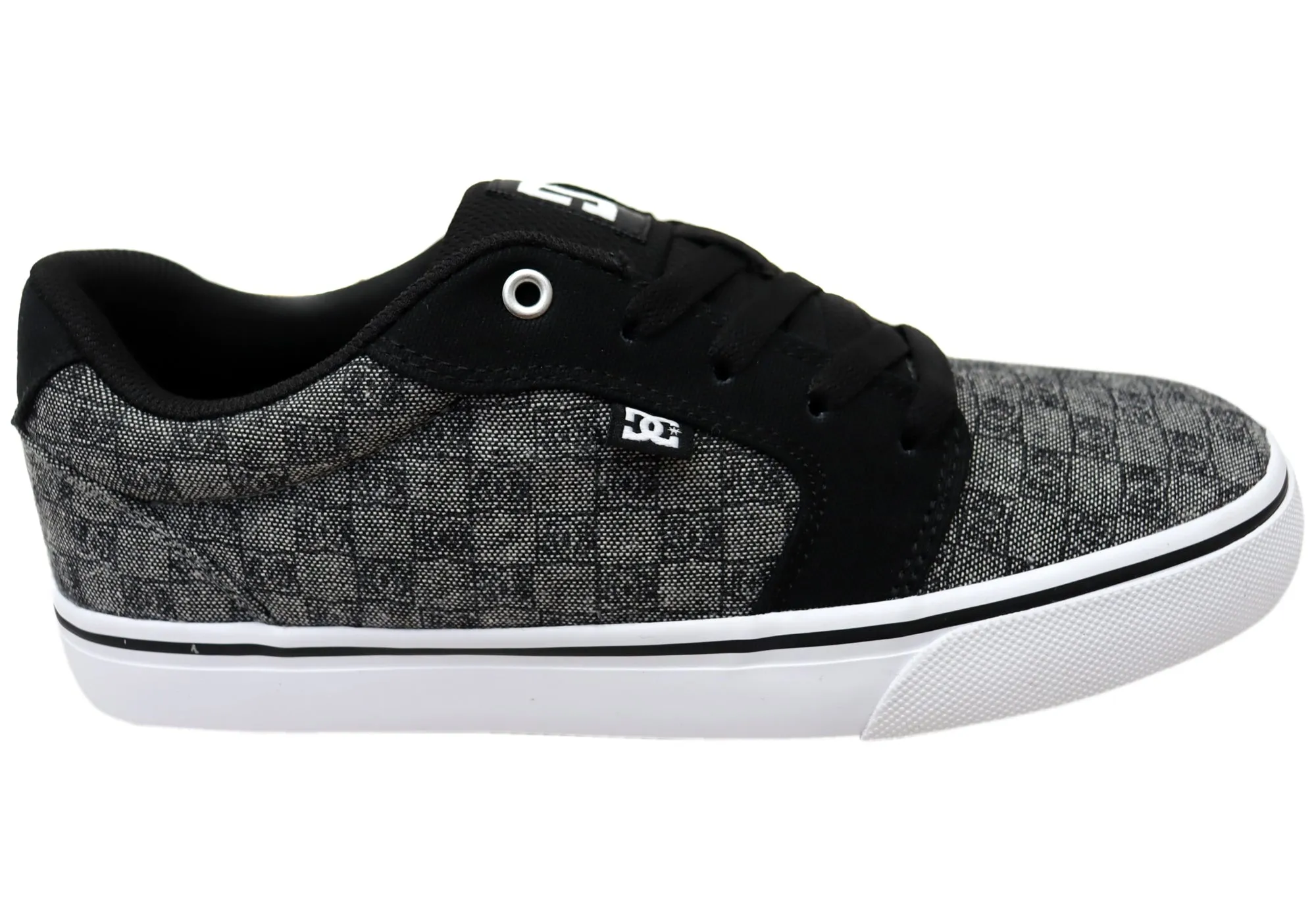 Cushioned Midsole DC Shoes Mens Comfortable Anvil TX Lace Up Shoes Charcoal