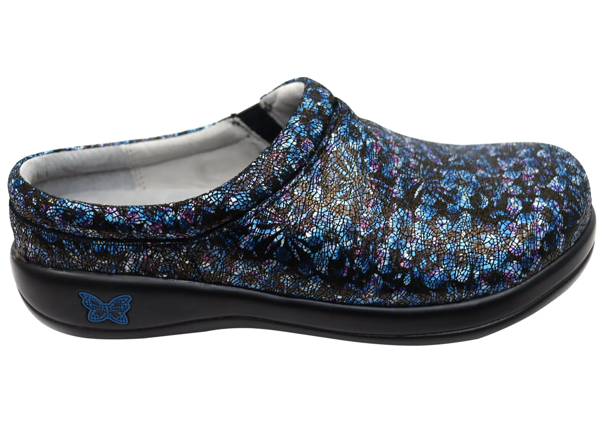 Dual Tone Step Light Alegria Kayla Womens Leather Open Back Shoes