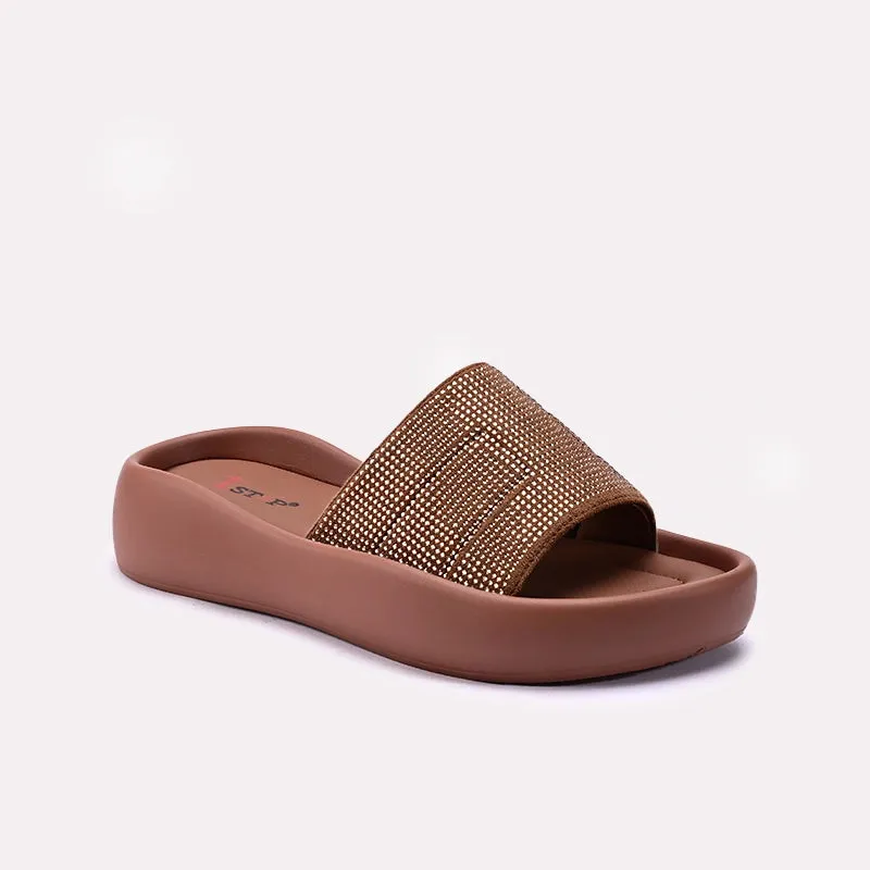 Womens Brown Platform Slippers 0413363 Yoga Base Sky Blue
