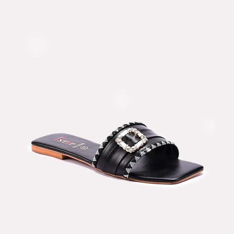 Womens Black Casual Flats 0413286 Quick Comfort Slides